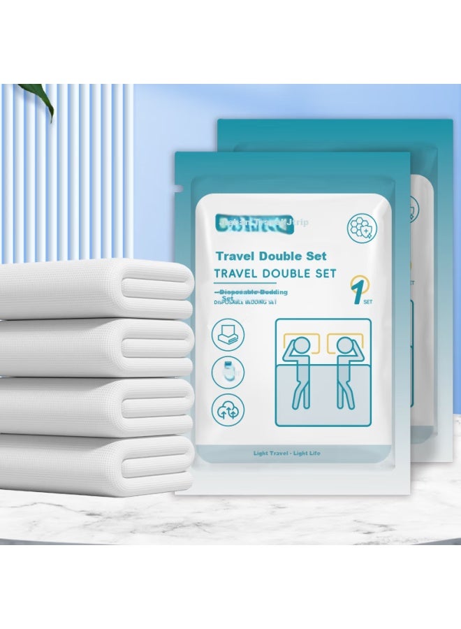 Jtrip Jieban Travel Disposable Bed Sheet Quilt Cover Pillowcase Thickened Set Hotel Bedding Anti-dirt Double Four-piece Set - Image 1