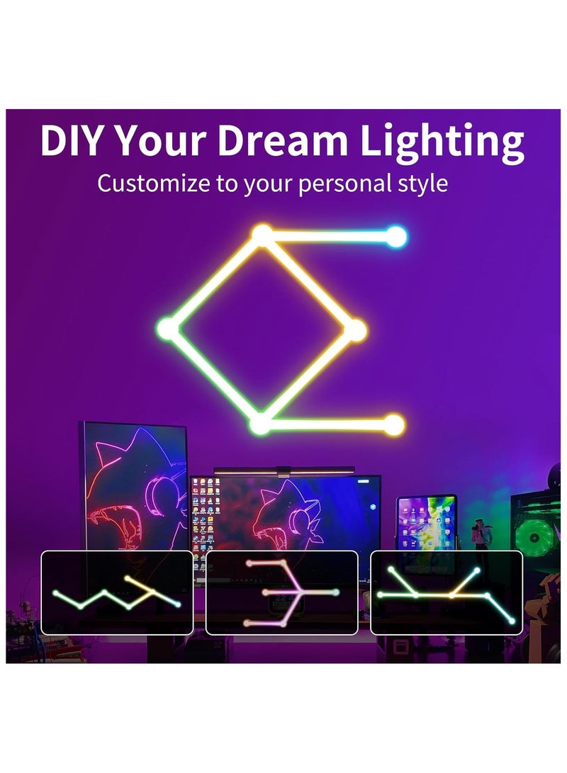 بيوينتي 6 خطوط إضاءة LED ذكية BT RGB، أشرطة إضاءة LED ملونة قابلة للتعتيم، مزامنة الموسيقى، غرفة الألعاب، غرفة النوم (أبيض) - Image 5