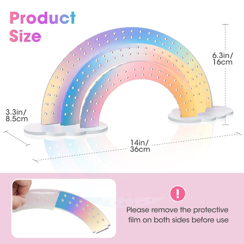 NiHome 3-Tier Iridescent Acrylic Rainbow Earring Organizer, Lightweight & Durable Design 140 Holes for 70 Pairs, Unique Front Row for Special Earrings, 11.8" W x 6.25" H - Image 3