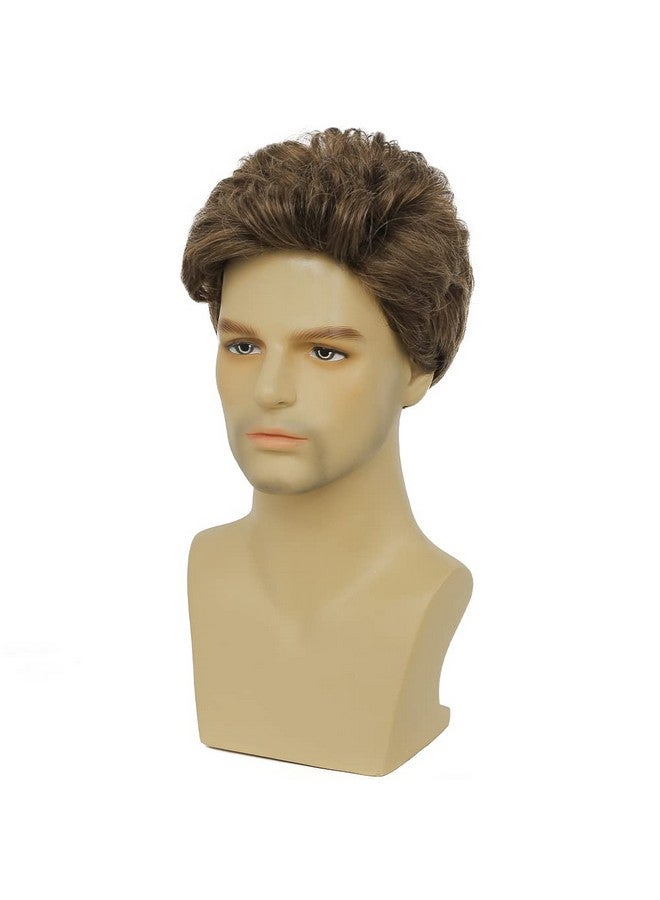 Swiking Wiking Mens Short Brown Wig Layered Synthetic Reality Hair 80S Costume Wigs Daily Replacement Wig For Male Guy (Brown) - Image 4