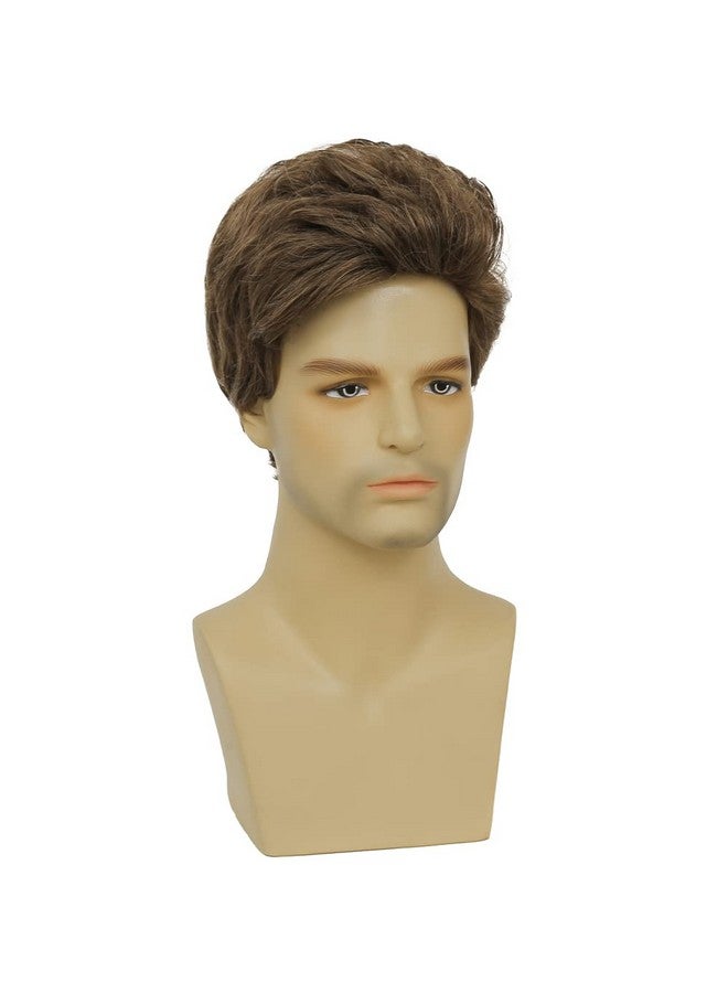 Swiking Wiking Mens Short Brown Wig Layered Synthetic Reality Hair 80S Costume Wigs Daily Replacement Wig For Male Guy (Brown) - Image 5