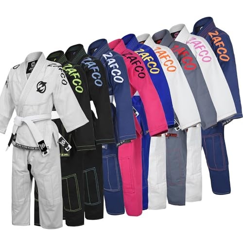Zafco Sports Brazilian Jiu Jitsu, Kids Jiu Jitsu Gi Children BJJ Gi Grappling Kimonos Lightweight White Belt (Navy/Orange, K1) - Image 3