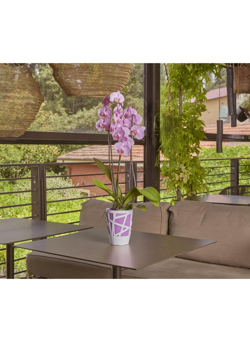 أيدل إناء زهور بلاستيكي مزخرف بشكل منحني 13 - سعة 2 لتر - إناء دائري للزراعة الداخلية والخارجية للبلكونة والTabletop والحديقة - وعاء نباتي زخرفي متعدد الألوان - مصنوع في إيطاليا - بواسطة إيدل - Image 3