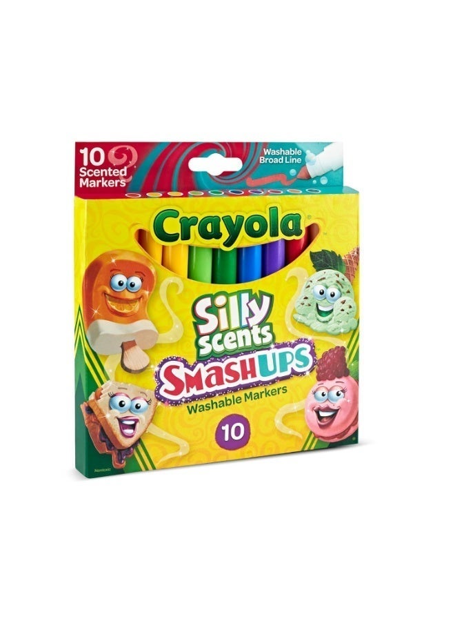 كرايولا أقلام تلوين رفيعة وقابلة للغسل من Crayola Silly Scents - أقلام ذات رأس عريض ومعطرة، تتميز بألوان نابضة بالحياة وروائح ممتعة - عبوة من 10 قطع - Image 2