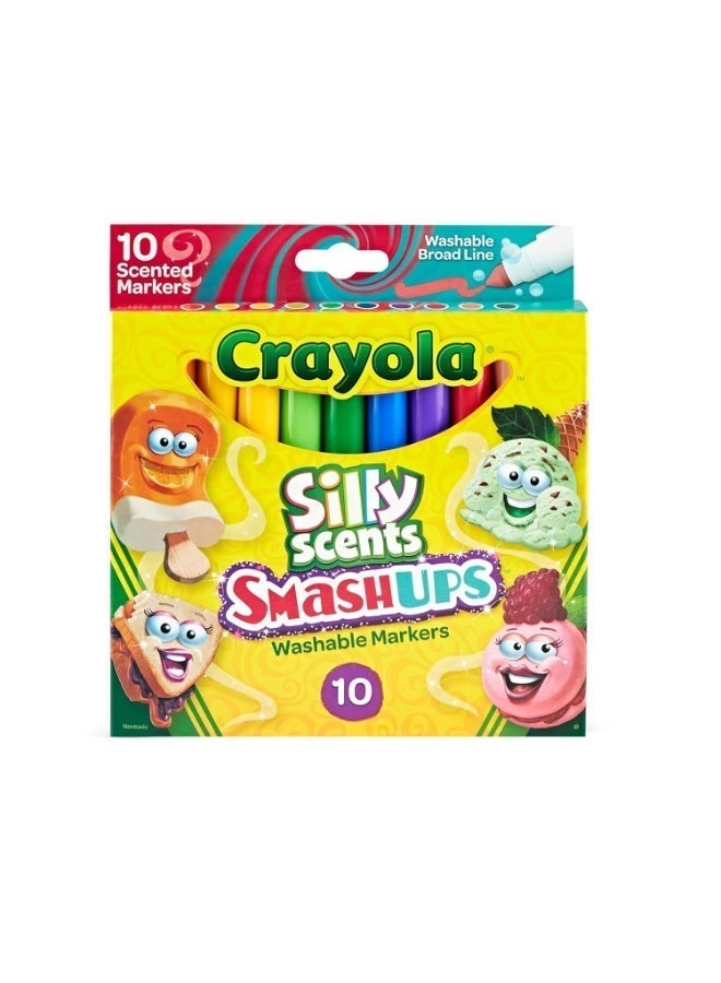 كرايولا أقلام تلوين رفيعة وقابلة للغسل من Crayola Silly Scents - أقلام ذات رأس عريض ومعطرة، تتميز بألوان نابضة بالحياة وروائح ممتعة - عبوة من 10 قطع - Image 3