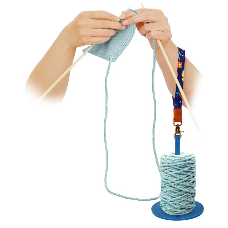 Dasonwin Wrist Yarn Holder for Walking Travel Portable TangleFree Spindle Lightweight Hanging Dispenser Crochet Gift Blue