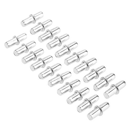 Mgoodoo 20pcs Cabinet Wardrobe Shelf Support Pins Studs Pegs Silver Tone (5mm x19mm) - Image 1