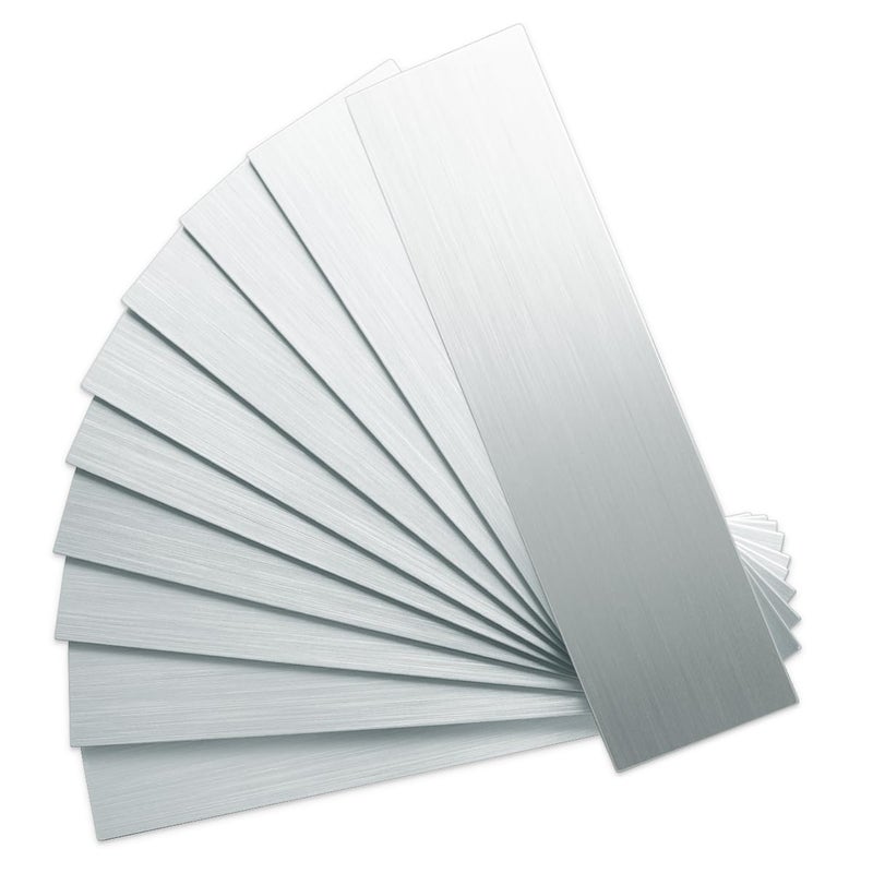 AULIGET 3" x 12" Peel and Stick Backsplash Wall Tiles, PVC Composite Stick on Tiles for Backsplash Kitchen, Bathroom, Laundry Room, Camper, Fireplace (40, Brushed Metal) - Image 1