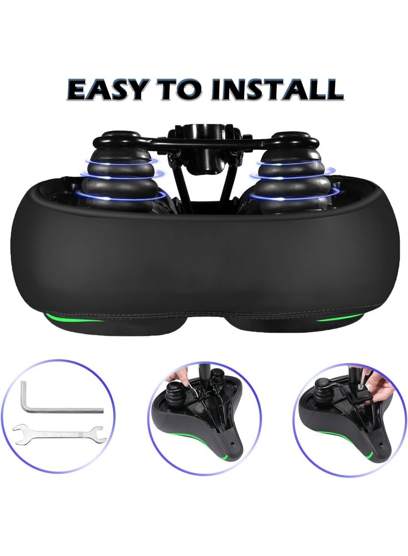 Soofam Comfortable Bike Seat Cushion, Wide Bicycle Saddle Replacement Memory Foam Padded Soft Bike Cushion with Dual Shock Absorbing - Image 2