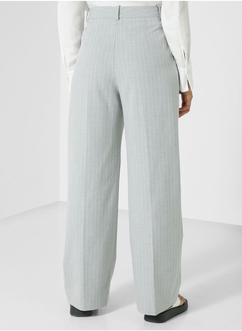 MANGO - Striped High Waist Pants - Image 1