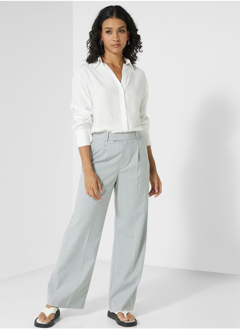 MANGO - Striped High Waist Pants - Image 1