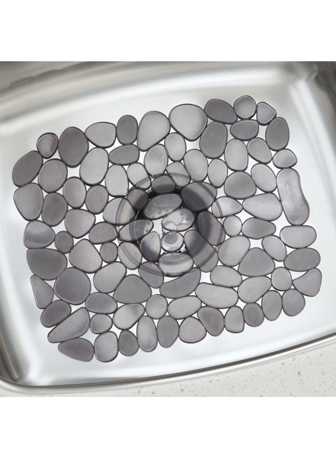 IDesign حصيرة حماية حوض المطبخ iDesign Pebblz، 0.1" × 13.6" × 10.7"، رمادي - Image 3