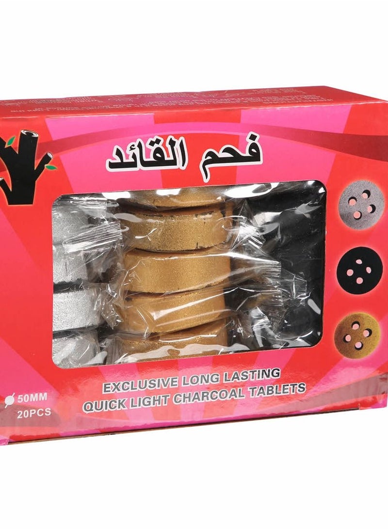 القائد أقراص فحم دائرية متنوعة 50 مم (فضي ، ذهبي ، أسود) 20 قطعة - Image 2