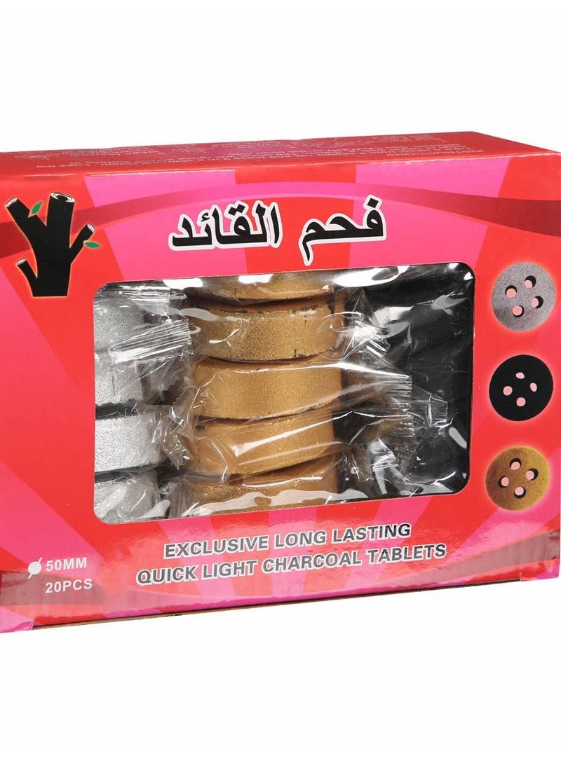 القائد أقراص فحم دائرية متنوعة 50 مم (فضي ، ذهبي ، أسود) 20 قطعة - Image 1