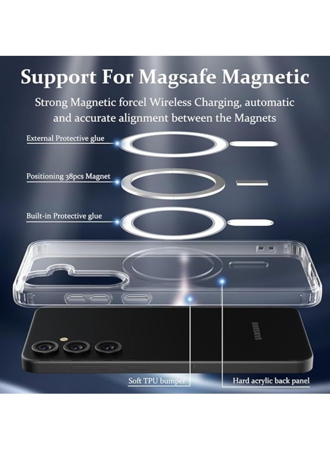 ويكسون جراب شفاف كريستالي لموبايل سامسونج جالاكسي S24 بلس مع حماية كاملة ضد الصفرار ,متوافق الشحن اللاسلكي موبايل ناعم مقاوم للصدمات من البولي يوريثين المقاوم للحرارة - Image 4