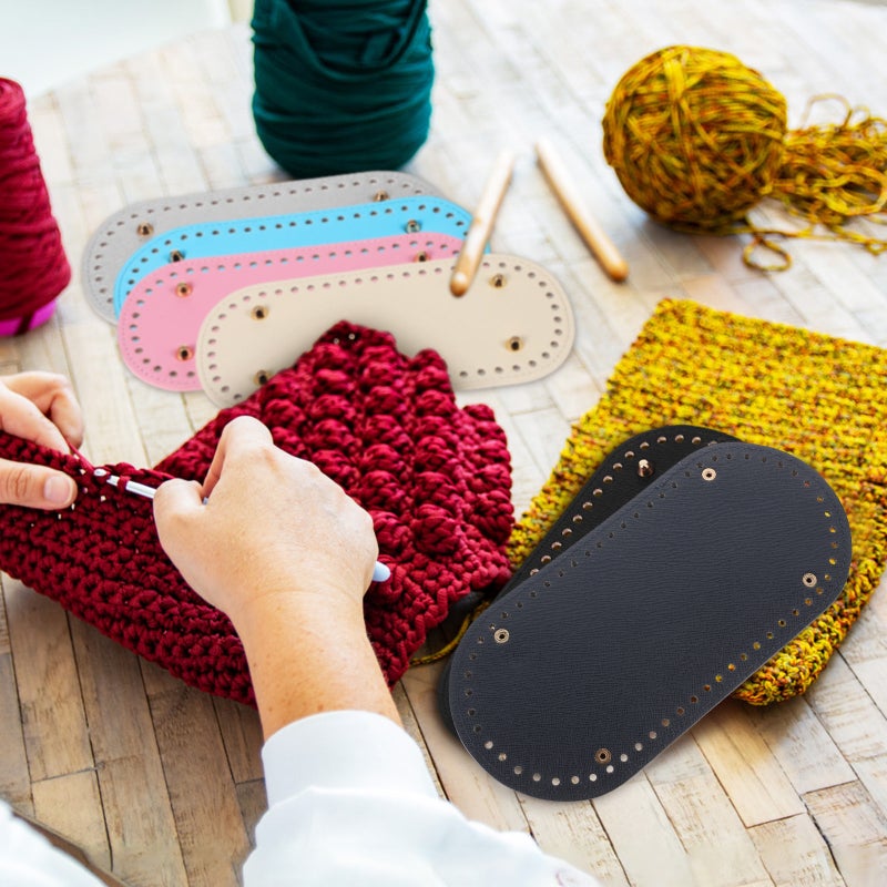 5pcs Crochet Bag Base: 52-Hole Handbag Bottom Shaper For Diy Handbag Making - Pu Leather Cushion Pad For Crochet And Shoulder Bags - Image 2