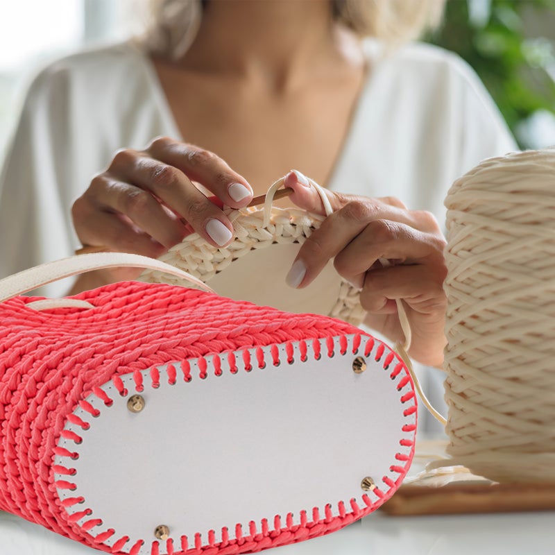 5pcs Crochet Bag Base: 52-Hole Handbag Bottom Shaper For Diy Handbag Making - Pu Leather Cushion Pad For Crochet And Shoulder Bags - Image 4