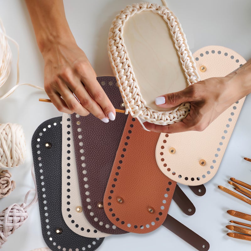 5pcs Crochet Bag Base: 52-Hole Handbag Bottom Shaper For Diy Handbag Making - Pu Leather Cushion Pad For Crochet And Shoulder Bags - Image 3