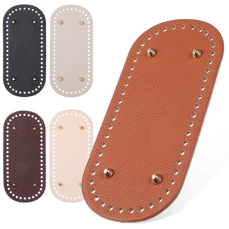 5pcs Crochet Bag Base: 52-Hole Handbag Bottom Shaper For Diy Handbag Making - Pu Leather Cushion Pad For Crochet And Shoulder Bags - Image 1