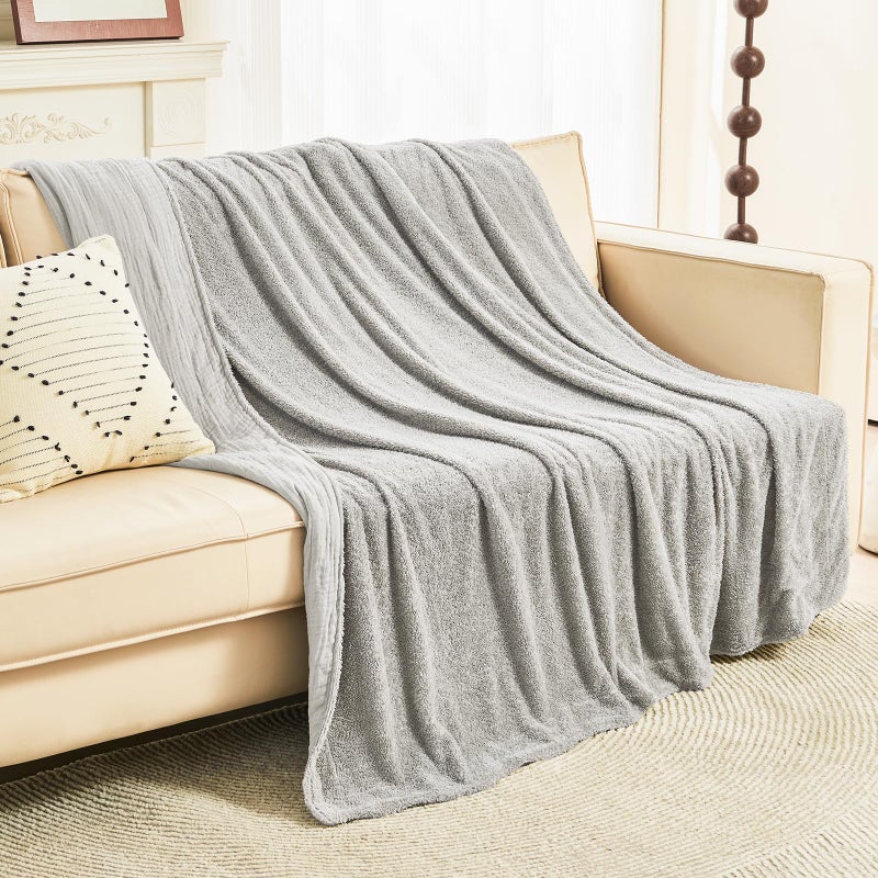 يمي Emme Muslin Cotton Fleece رمي بطانية عكسية - 50 ""*60 " - Image 1
