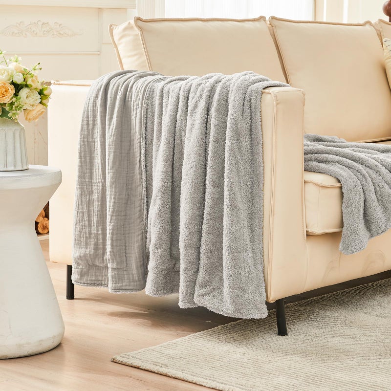 يمي Emme Muslin Cotton Fleece رمي بطانية عكسية - 50 ""*60 " - Image 5