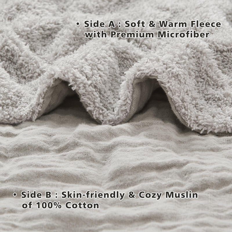 يمي Emme Muslin Cotton Fleece رمي بطانية عكسية - 50 ""*60 " - Image 4