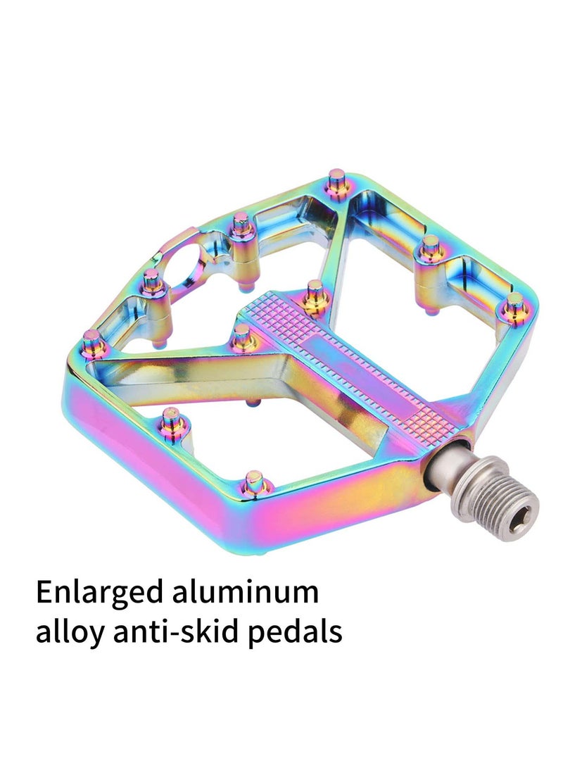 KASTWAVE Bike Pedals, Aluminum Alloy Bicycle Pedals, Mountain Bike Pedal with Removable Anti-Skid Nails for Road/MTB Bike, Gifts for Cycling Enthusiasts (Colorful) - Image 5