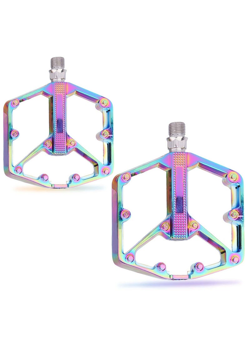 KASTWAVE Bike Pedals, Aluminum Alloy Bicycle Pedals, Mountain Bike Pedal with Removable Anti-Skid Nails for Road/MTB Bike, Gifts for Cycling Enthusiasts (Colorful) - Image 4