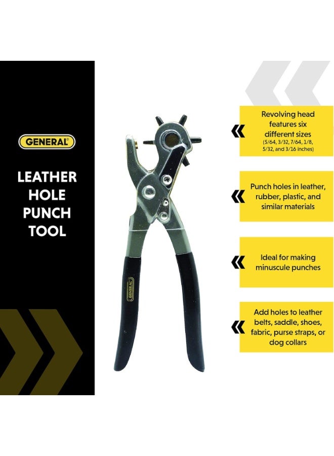 General Tools General Tools Leather Hole Punch Tool - 6 Multi-Hole Sizes for Leather, Rubber, & Plastic - Hobbies & Crafts 8.5 inches  - Image 3