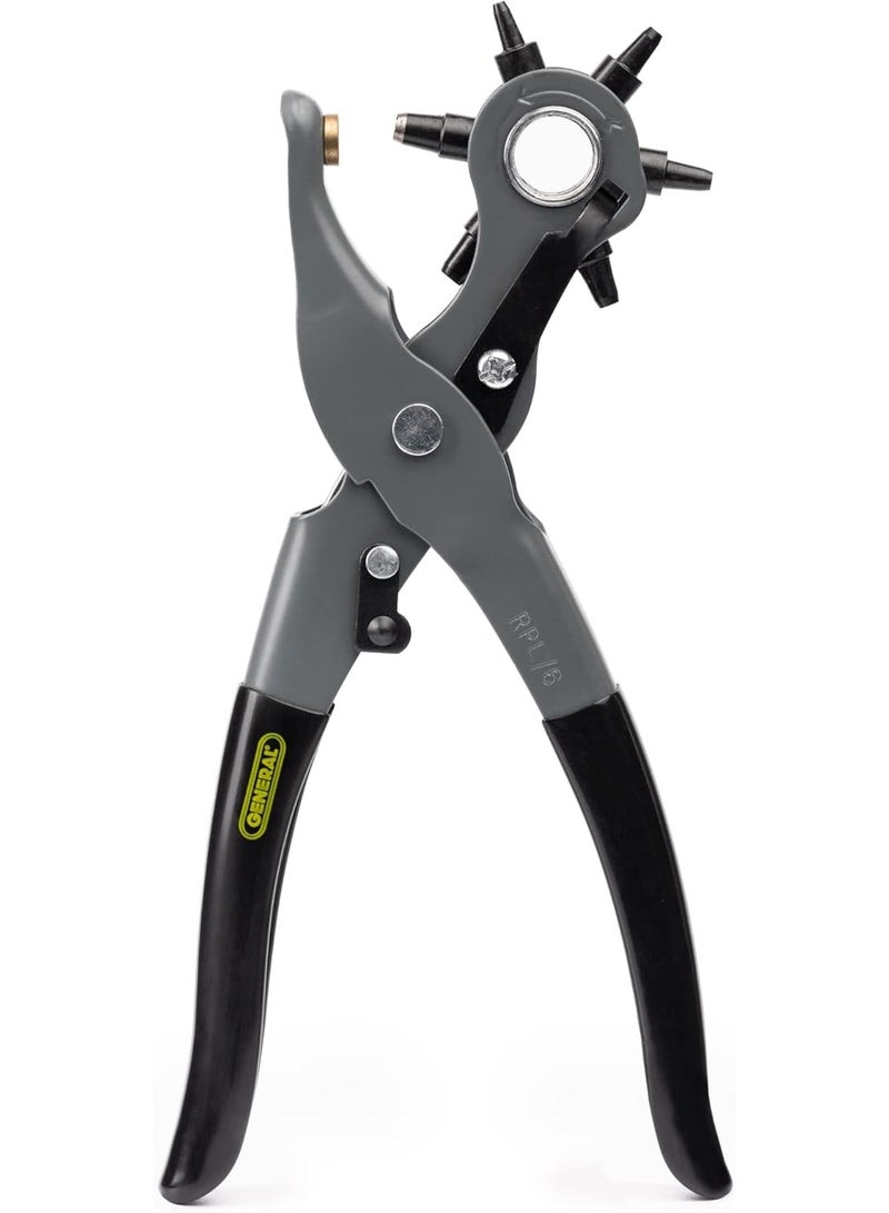 General Tools General Tools Leather Hole Punch Tool - 6 Multi-Hole Sizes for Leather, Rubber, & Plastic - Hobbies & Crafts 8.5 inches  - Image 1