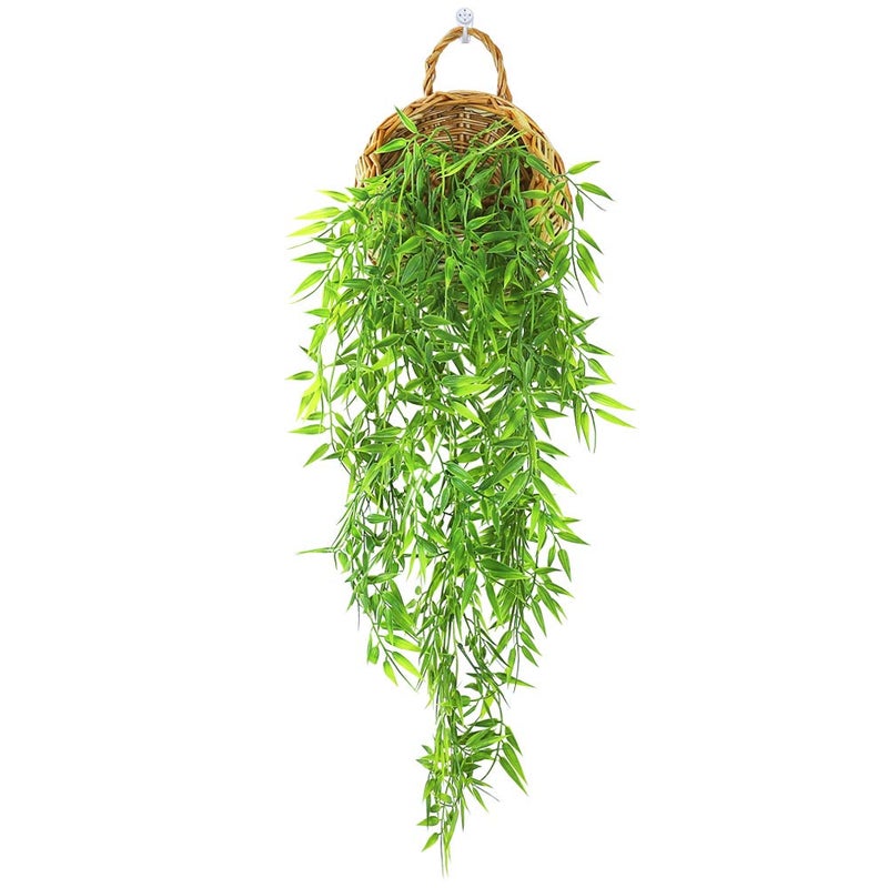 ANZOME Artificial Hanging Plants 27ft Faux Hanging Bamboo Leaves for Indoor Outdoor Wall Home Room Garden Wedding Garland DecorationBasket Included