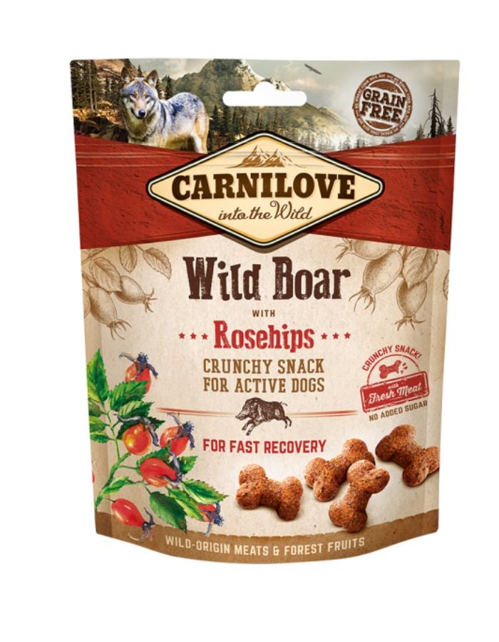 Carnilove Wild Boar with Rosehips Crunchy Snack for Dogs 200g – Grain-Free, High-Protein Treat with Natural Antioxidants