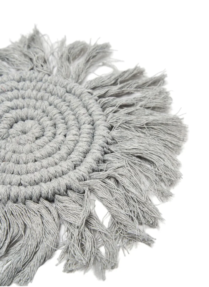 Prickly Pear Set of 4 Grey Macrame Coasters