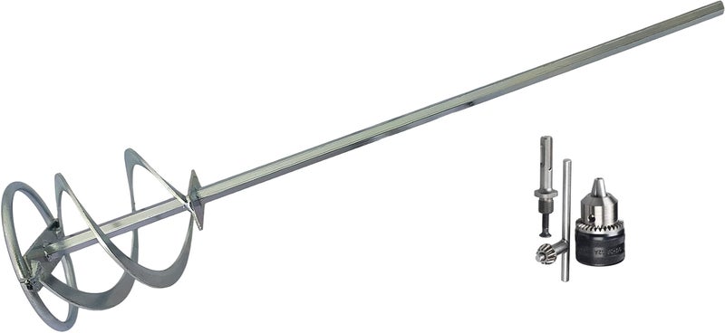 DUMDAAR mini paint mixer rod Suitable for Drilling Machine and hammers 15"x 3" Steel SIlver with 13mm drill chuck adaptor - Image 1