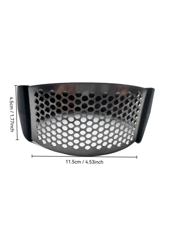 Black Stainless Steel Garlic Press And Masher With Heavy Duty Handle For Easy Crushing - Image 3