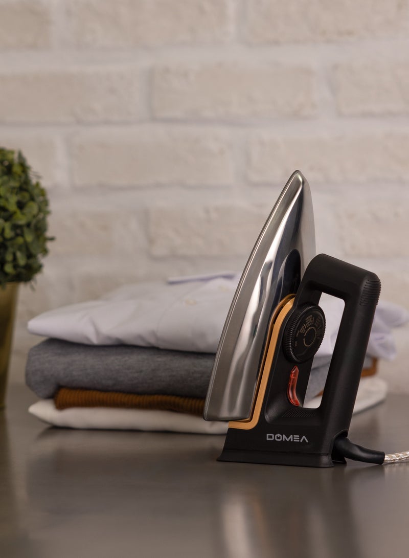 DOMEA Light Weight Dry Iron With Non-Stick Teflon Coating Plate| Adjustable Thermostat | Elegant Design, Suitable For All Cloth Types, For Fast Ironing, Home Indoor Use | 1000 Watts, 2 Years Warranty - Image 5