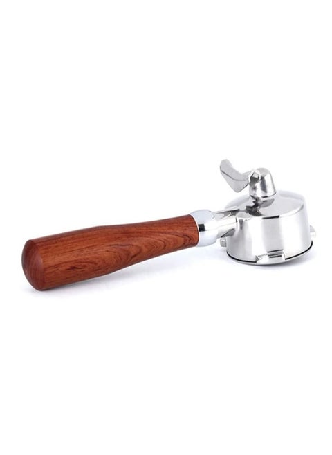 54mm coffee portable filter for Breville coffee machine, coffee handle filter bracket solid wood double nozzle coffee machine parts portable filter handle stainless steel reusable (e round mahogany)