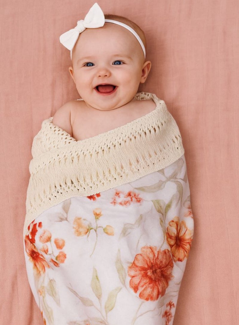 Baby Gift Set – 8-Pieces Newborn Essentials with Swaddle Blankets & Adorable Accessories (Peach) - Image 4