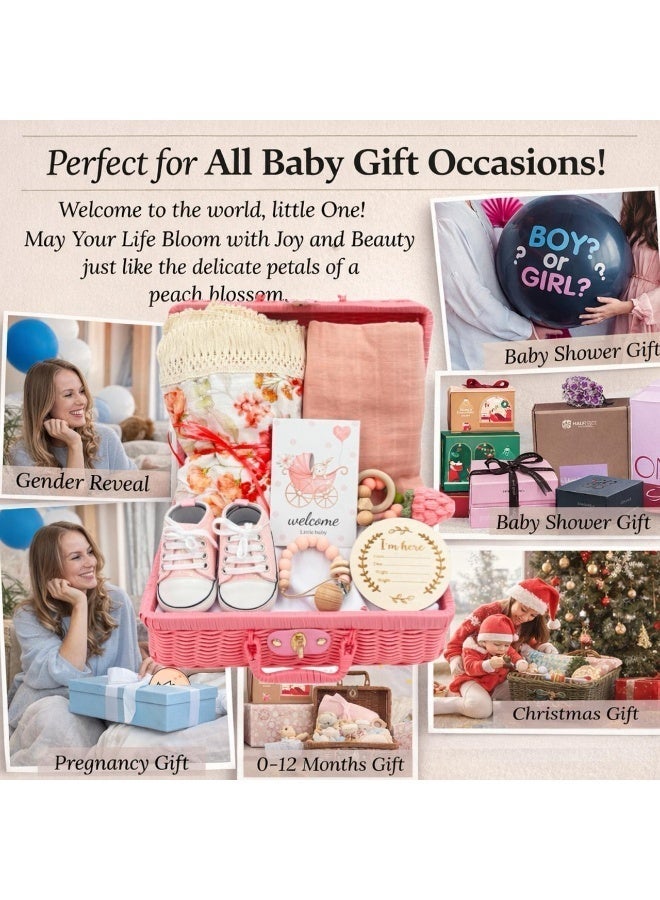 TrenDxb Baby Gift Set – 8-Pieces Newborn Essentials with Swaddle Blankets & Adorable Accessories (Peach) - Image 5