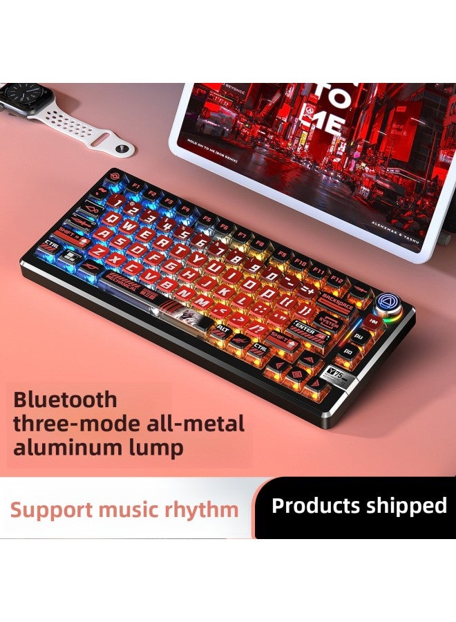 75GA Kit Game Tuo YSKETP Aluminum Structure Three-mode Wireless Mechanical Keyboard RGB Tuo Ro Customized-Color:Konoha Axis 【hifi Stone Sound】 Linear Axis - Y75pro White 【black Powder Side Engraving】 Three-mode High Configuration - 81 Keys - Image 3
