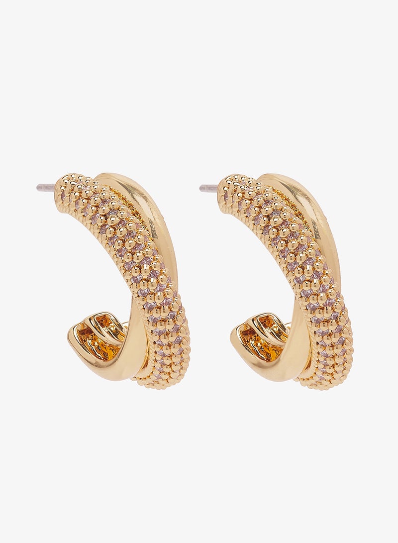 Ella Limited Edition Rhinestone Embellished Detail Gold Accent Hoop Earrings - Image 1