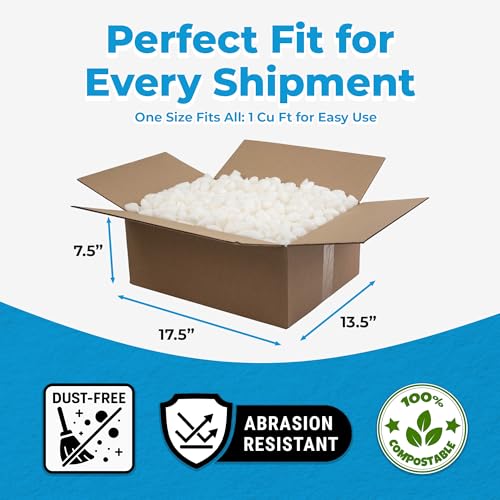 MagicWater Supply MagicWater Packing Peanuts for Shipping - 1 Cu Ft - Bio Tube Recycled Compostable & Biodegradable Void Filler - Cushion for Shipping Packaging - Dust-Free & Abrasion Resistant - Non Styrofoam - Image 3