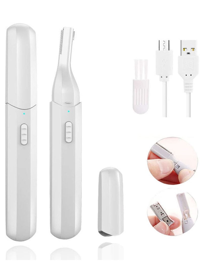 KASTWAVE Electric Eyebrow Trimmer, Painless Eyebrow Trimmer, and Facial Epilator, Female Eyebrow Shaving Artifact, USB Interface Charging, for eyebrows, Face, Lips, Nose, Armpits, Ears, Peach Fluff (white) - Image 1