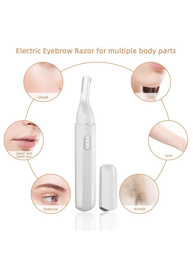 KASTWAVE Electric Eyebrow Trimmer, Painless Eyebrow Trimmer, and Facial Epilator, Female Eyebrow Shaving Artifact, USB Interface Charging, for eyebrows, Face, Lips, Nose, Armpits, Ears, Peach Fluff (white) - Image 2