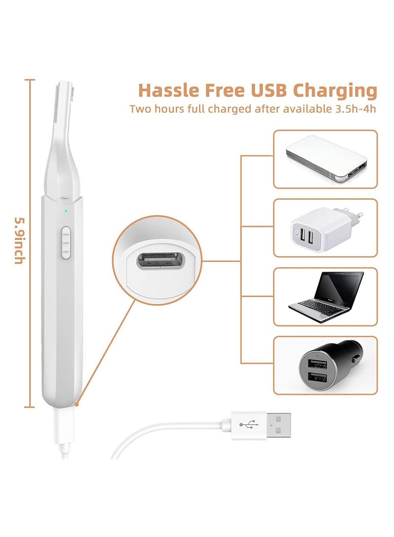 KASTWAVE Electric Eyebrow Trimmer, Painless Eyebrow Trimmer, and Facial Epilator, Female Eyebrow Shaving Artifact, USB Interface Charging, for eyebrows, Face, Lips, Nose, Armpits, Ears, Peach Fluff (white) - Image 5