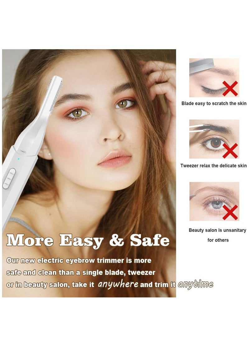KASTWAVE Electric Eyebrow Trimmer, Painless Eyebrow Trimmer, and Facial Epilator, Female Eyebrow Shaving Artifact, USB Interface Charging, for eyebrows, Face, Lips, Nose, Armpits, Ears, Peach Fluff (white) - Image 4