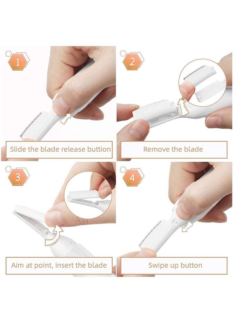 KASTWAVE Electric Eyebrow Trimmer, Painless Eyebrow Trimmer, and Facial Epilator, Female Eyebrow Shaving Artifact, USB Interface Charging, for eyebrows, Face, Lips, Nose, Armpits, Ears, Peach Fluff (white) - Image 3