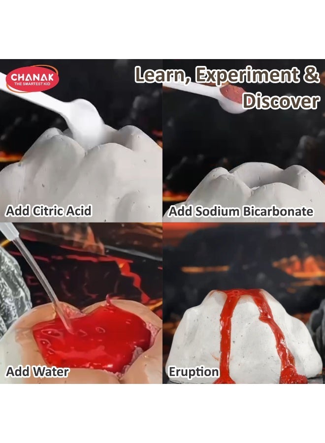Chanak Ultimate Volcano Science Kit For Kids, Diy Erupting Volcano With Dino Fossil & Rock Mineral Dig Kit Educational Stem Toy For Boys & Girls Learn Geology, Chemistry & Paleontology - Image 4