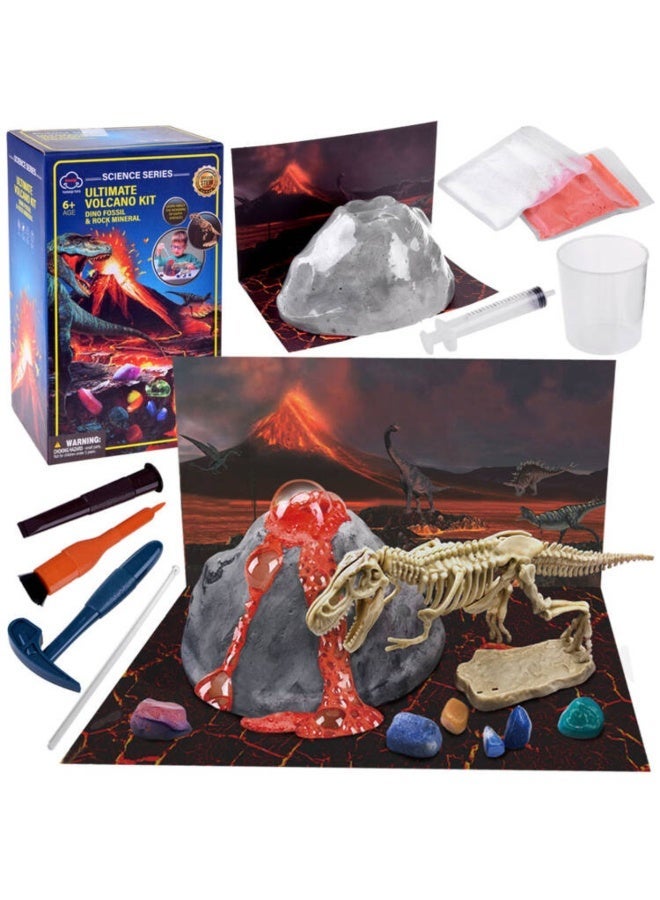 Chanak Ultimate Volcano Science Kit For Kids, Diy Erupting Volcano With Dino Fossil & Rock Mineral Dig Kit Educational Stem Toy For Boys & Girls Learn Geology, Chemistry & Paleontology - Image 1
