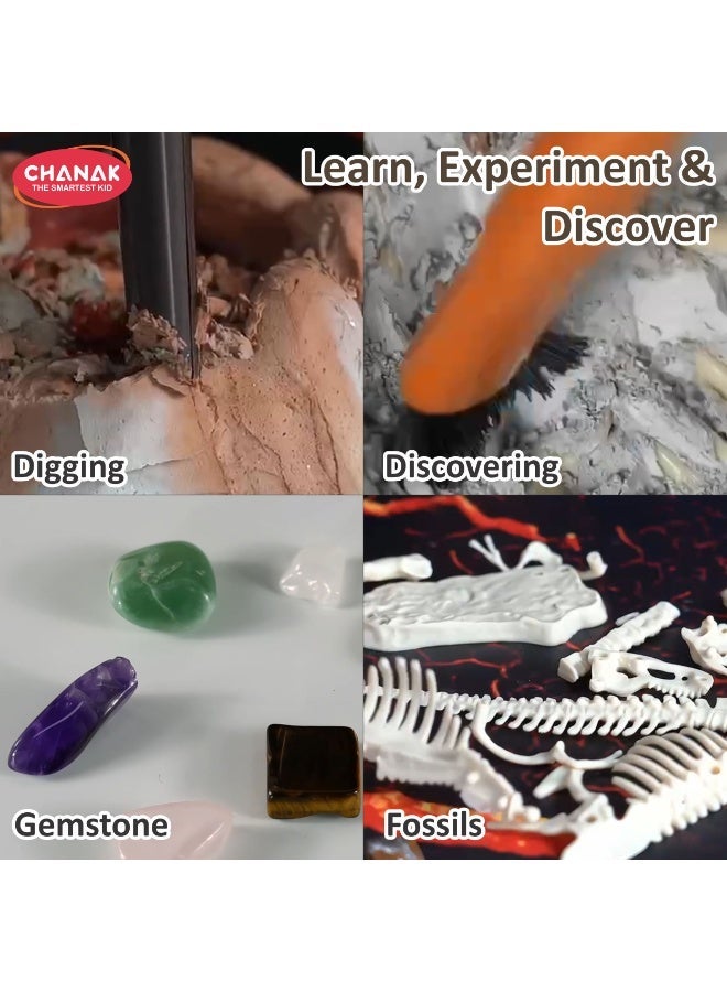 Chanak Ultimate Volcano Science Kit For Kids, Diy Erupting Volcano With Dino Fossil & Rock Mineral Dig Kit Educational Stem Toy For Boys & Girls Learn Geology, Chemistry & Paleontology - Image 5